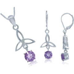 Smykkes�t med Triquetra - Treenighedssymbolet og Ametyst u/k�de 