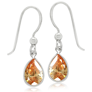 Øreringe med Champagne Zirkonia - 30mm - pr par