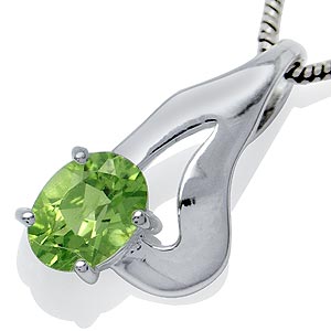 Vedhæng med Peridot 19mm m Sølvkæde (2193)
