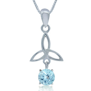 Vedhæng med Triquetra - Treenighedssymbolet og Blå Topas - 28mm - u/kæde
