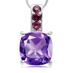 Vedh�ng med Ametyst og Rhodolit - 19mm - u/k�de