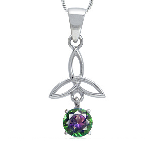 Vedh�ng med Triquetra Treenighedssymbolet og Mystik Topas 28mm uk�de (2498)