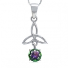 Vedh&aelig;ng med Triquetra - Treenighedssymbolet og Mystik Topas - 28mm - u/k&aelig;de