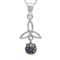 Vedh�ng med Triquetra - Treenighedssymbolet og Mystik Topas - 28mm - u/k�de