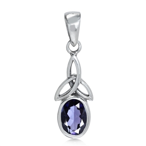 Vedhæng med Triquetra - Treenighedssymbolet og Iolit - 23mm - u/kæde