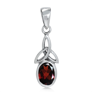 Vedhæng med Triquetra - Treenighedssymbolet og Rød Granat - 23mm - u/kæde