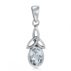 Vedh&aelig;ng med Triquetra - Treenighedssymbolet og Klar Topas - 23mm - u/k&aelig;de