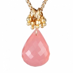 Vedh�ng med Rosa Calcedon - 25mm - m/ k�de